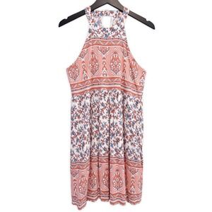 Magnolia Boutique Boho Dress Womens Large Floral Halter Mini Sundress Festival